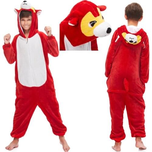 Kids Winter Pajamas Lingerie Kugurumi Unicorn Anime Sleepwear Flannel Warm Hooded Children Halloween Christmas pajamas