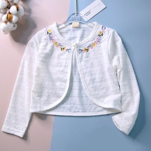 2021 Girls Jacket for Summer Cotton Sweet Girls Cardigan Sweater Short-Sleeve Kids Shrug Girls 2 3 4 6 8 10 11 Years RKC185051