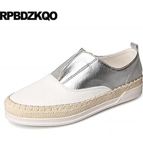 Designer Shoes China Espadrilles Slip On Platform Creepers Flats Thick Sole Silver Hemp Fisherman White Women Brand Sneakers