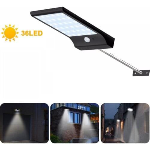 3.7V/2200mAh 36LED Solar PIR Motion Sensor Wall Light Outdoor 3 Modes Waterproof IP65 For Path Garage Garden Safety Street Lamp