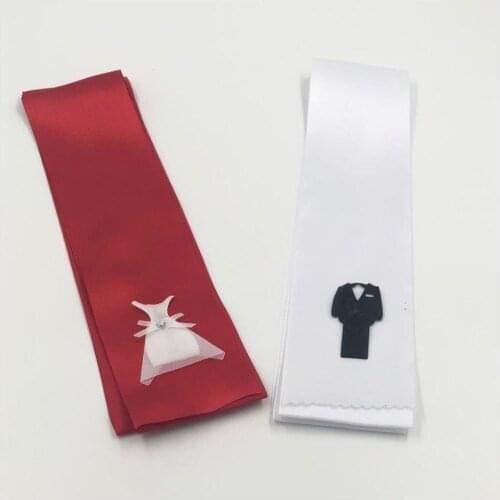 HappylandGelin Groom Jewelry Snood Red White Satin Ribbons wedding bride mariage хна henna