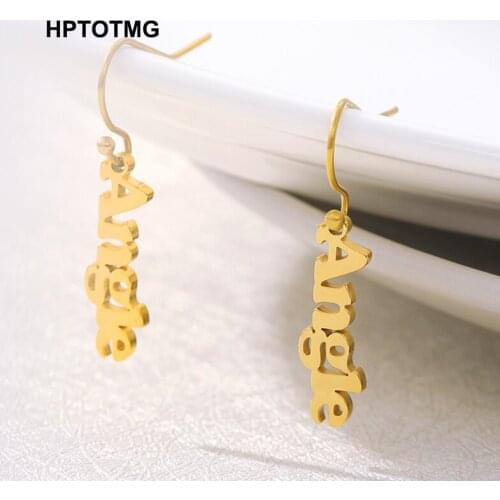 Personalized Vertical Name Earrings Dangle Name Earrings Custom Name Drop Earrings for Women Stainless Steel Bohemian Jewelry