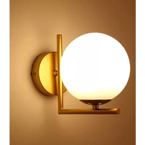 Creative Nordic E27 LED Wall Lamps Modern Style Glass Ball Wall Lights for Passage Corridor Bedroom Bedside Lamp Room Decoration