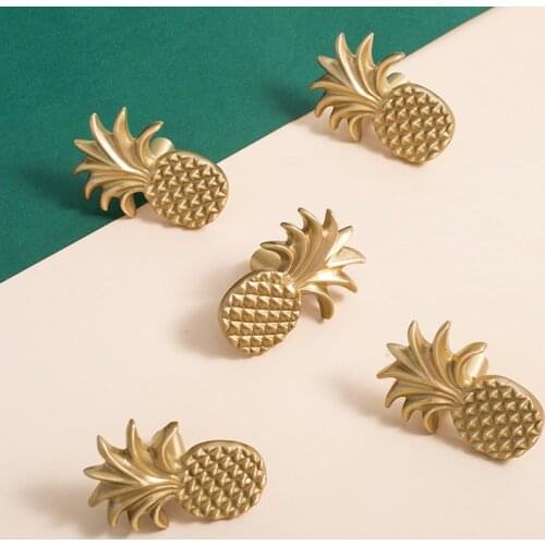 Brass pineapple handle, wardrobe door handle, bucket cabinet, bedside table furniture luxurious American gold handle