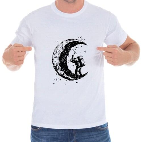 Digging the moon Hot T-Shirt Mens Custom Printed Tops Cotton Short Sleeve Tee 2018 Summer Casual New