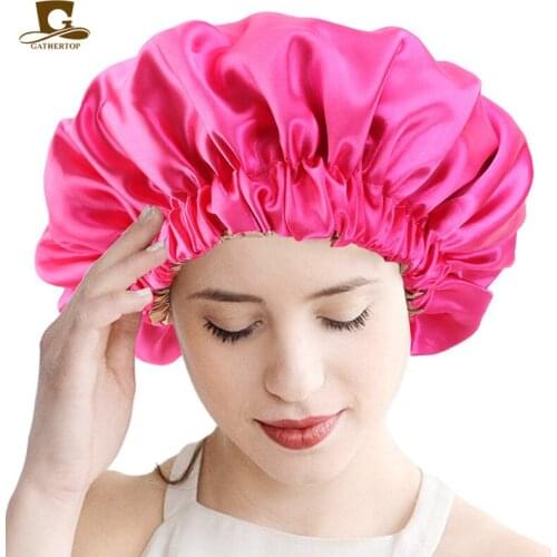 New Reversible Satin Bonnet Hair Caps Double Layer Sleep Night Cap Head Cover Hat For Curly Springy Hair Styling Accessories