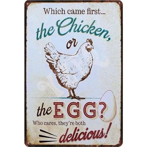 Chicken Egg Tin Sign Vintage Shabby Chic Metal Plates For Wall kitchen Retro Home Decor Metal Poster DU-2137
