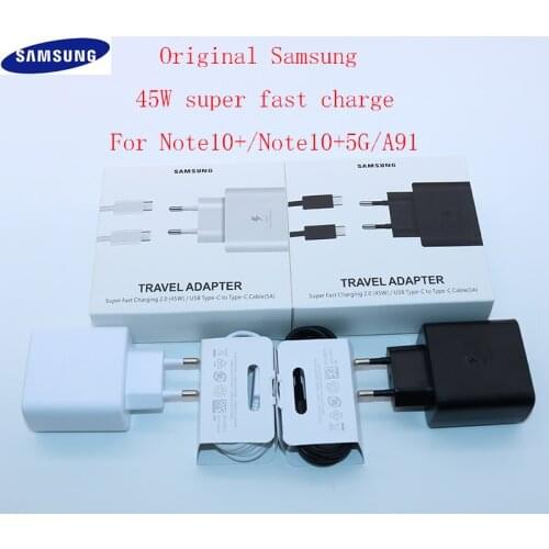For Original Samsung Fast Charger 45W Quick Adapter Type C Cable For Samsung GALAXY Note 20 10+ S10 S10E S20Plus S20 Ultra A90