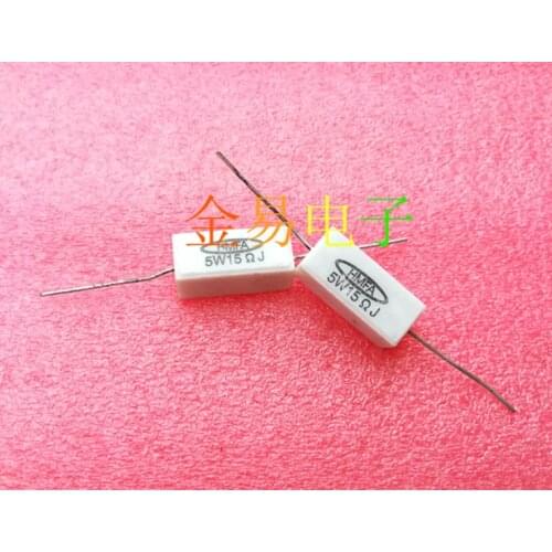 Original new 100% copper foot axial non inductive cement resistance 5W 15R J 15ohm lead power ceramic resistance (Inductor)