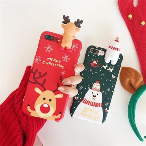 PINZHENG Christmas Cartoon Deer Case For iPhone 11 Pro XS Max XR X SE 2020 Silicone Cover For iPhone 7 8 6 6S Plus Phone Cases