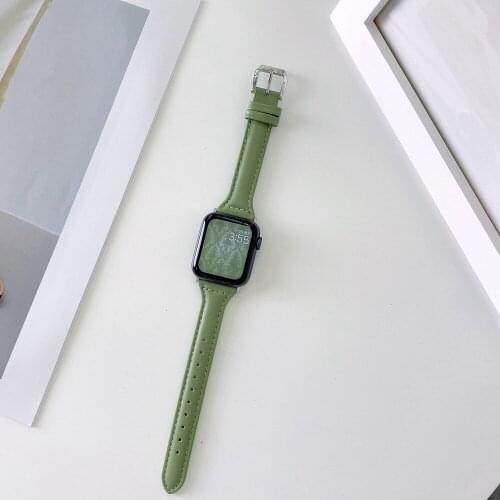 Fashion Genuine Leather Loop For Apple Watch Band 40mm 44mm Series SE6 5 4 Slim Bracelet for iWatch Strap 38mm 42mm 3 2 1 Correa