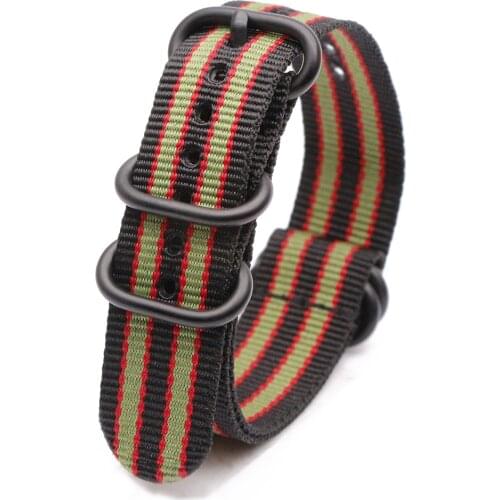 18mm 20mm 22mm 24mm Army Sports Nato Strap Fabric Nylon Watch band Buckle Belt for 007 James Bond Watch Bands Colorful Rainbow