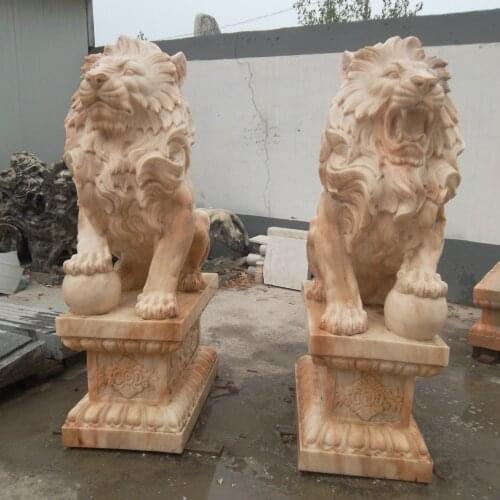 Carved stone gate decors lion sculpture European style lion statues