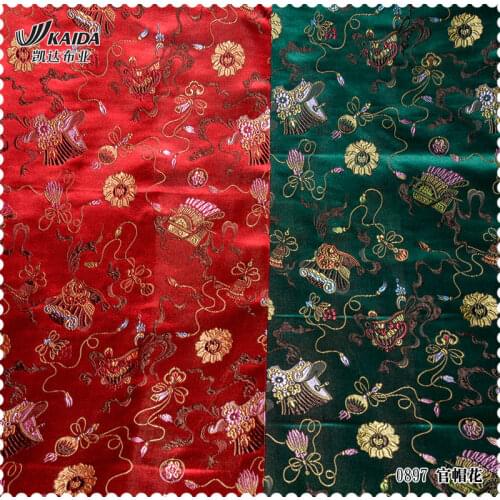 Silk Brocade Jacquard Custom Silk Cheongsam Beautiful Quilt Fabrics 2 Color Flower Hat Costume