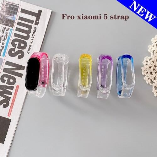 Silicone Pink Replacement for xiaomi mi band 5 strap Gradients Bracelet Watchband Smartwatch Wristbands Accessories Wrist Straps