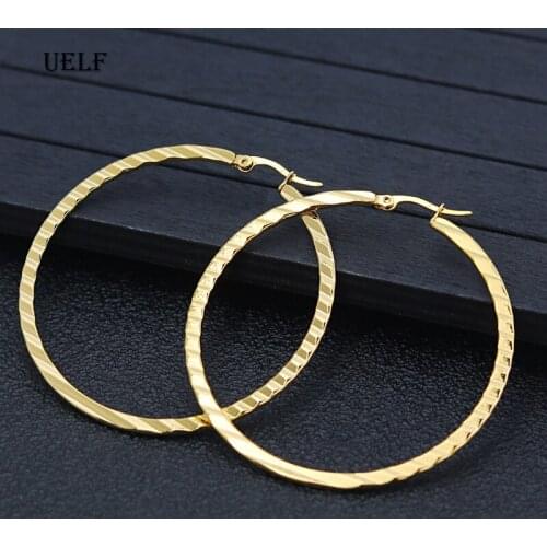 Uelf Punk Big Size Hoop Earrings Brincos Trendy Party Exaggerated Gold Silver Color Round Circle Earrings for Women Jewelry