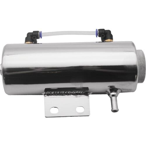 Universal Stainless Steel Water Coolant Header Overflow Expansion Tank Reservoir(Polished), 8.07x2.95inch