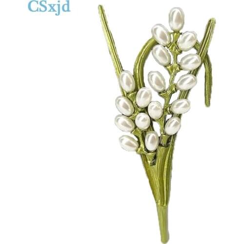 CSxjd Vintage brooch Imitation pearls Wheat Rice ears Plant brooch jewelry