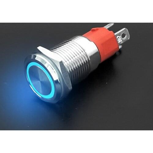 10A high current high power16mm waterproof metal push button nickel plated brass flat round Switch latching 4 pins 1NO Flat head