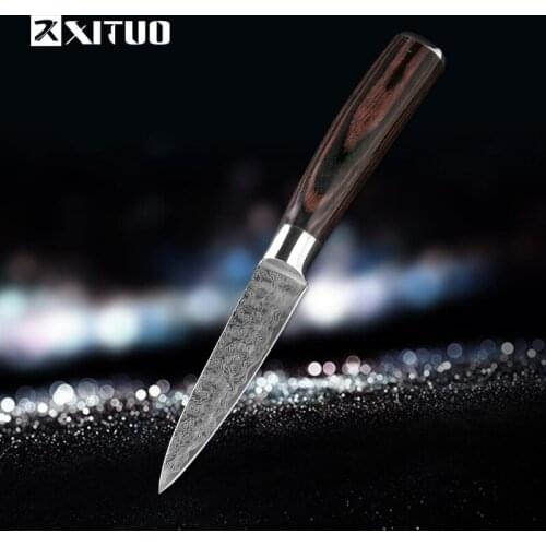 XITUO Very Sharp 3.5 inch Fruit knife Kitchen Knife Stainless steel imitate Damascus pattern Kitchen Knife Utility Chef knife