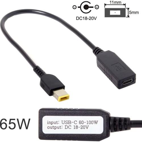 Xiwai Type C USB 3.1 USB-C to Rectangle 11.0*5.0mm Power Plug PD Emulator Trigger Charge Cable for Le novo Think Pad X1 Carbon