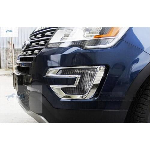 Yimaautotrims Auto Accessory chrome Front Fog Lamp Lights Foglight Cover Trim Exterior Fit For Ford Explorer 2016 2017 ABS