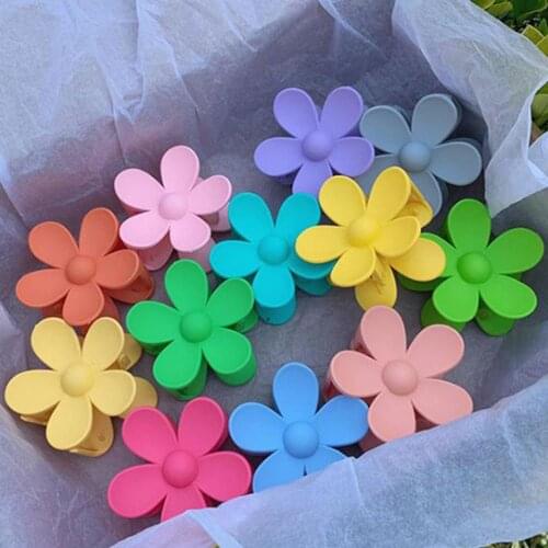 Matte Colorful Flower Pattern Hairpin Cute Candy Color Hair Jaw Clip for Girls Children Hair Decor Accessories