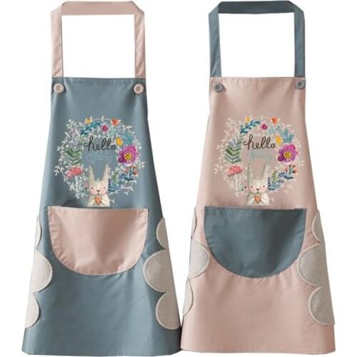 1Pcs Kitchen Wipeable Waterproof Oil-Proof Cartoon Wreath Rabbit Kitchen Nail Shop Apron for Women Baking Accessories 90*70cm