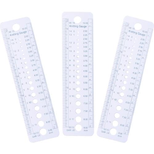 Nonvor 1pcs Plastic Sewing Knitting Needle Sewing Accessories Tools Gauge Inch cm Ruler Stencil Measure student ruler 2-10mm