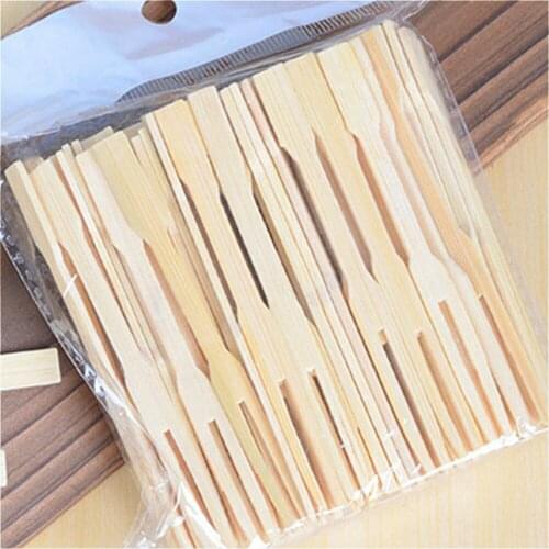 100pcs/bag Bamboo Disposable Wooden Fruit Fork Dessert Cocktail Fork Set Party Home Household Decor Tableware Supplies