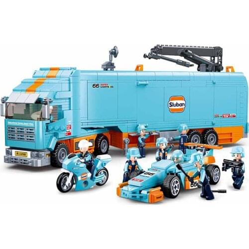 1044Pcs City Racing Car Transport Truck Service Station Models Educational Building Blocks Toys For Kids DIY Gift Small Bricks