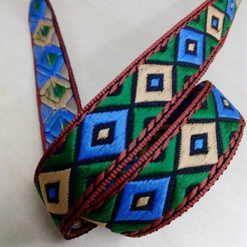 2cm 20mm Strong Durable Martingale Trim Dog Collar Ribbon Green Blue Orange Border Rhombus Laciness National Jacquard Webbing