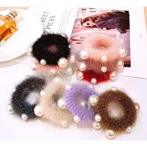 200pcs/lot DIY Simple Multi Pearl Beads Zero-interval Hair Bands Elasticity Rubber Bands Hair Styling Tools Accessory HA1789