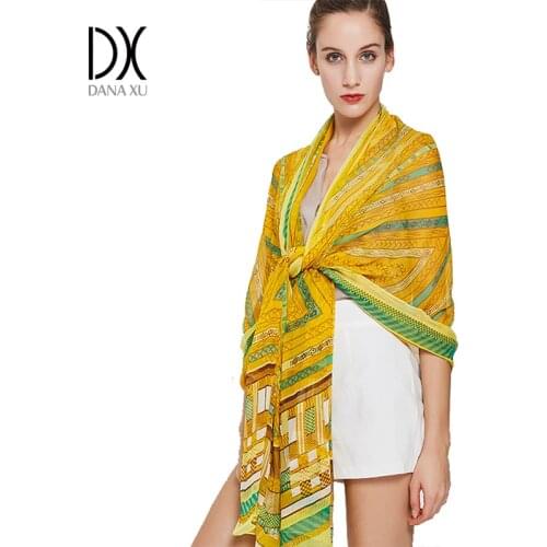 245*110cm Silk Scarf Luxury Brand Women Shawls New Fashion Long Yellow Airplane Pure Bandana Scarves Blanket Hijab Face Shield