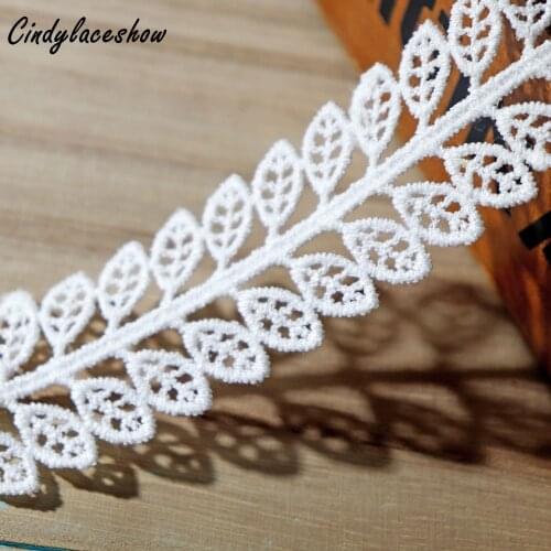 3.2cm Wide 2 Yards Leaves Ivory Lace Ribbon DIY Handicraf Trim Wedding Dress Appliques Clothes Accessories Home Textile Decor