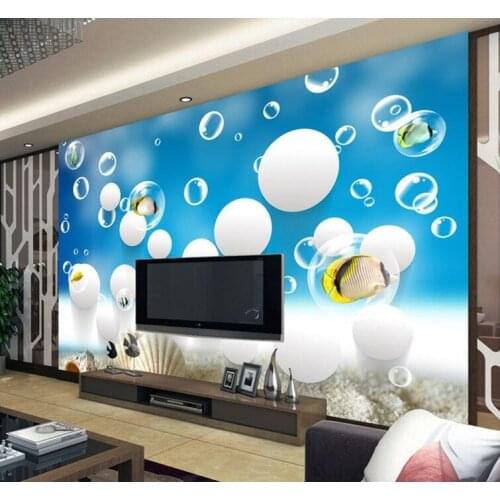 3D large-scale seamless mural underwater world wallpaper dolphin TV background wall marine fish childrens room wallpaper