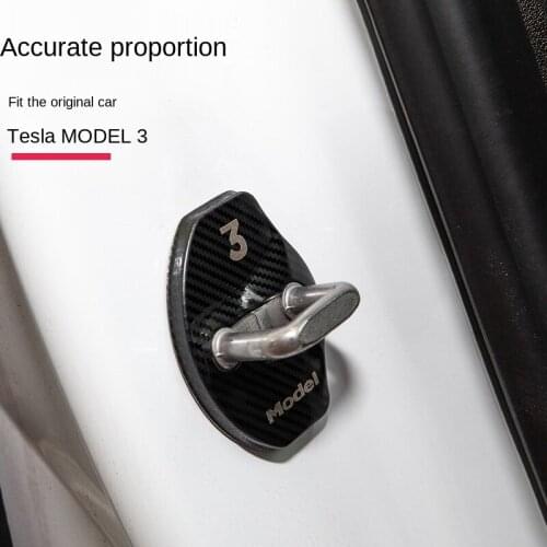 4pcs Car Door Lock Buckle For Tesla Model 3 Y Protective rust Cover metal sticker Model Y logo badge style accessories stickers