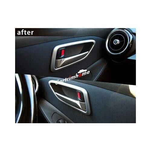 ABS Matt Interior Door Handle Bowl Cover Trim 4pcs For Mazda 2 Demio 2015 2016