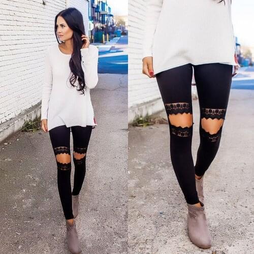 40# Women Lace Sweatpants Fitness Hole Leggings Running Gym Stretch Sports Hip Lift Pants Trousers Workout Clothes For Women