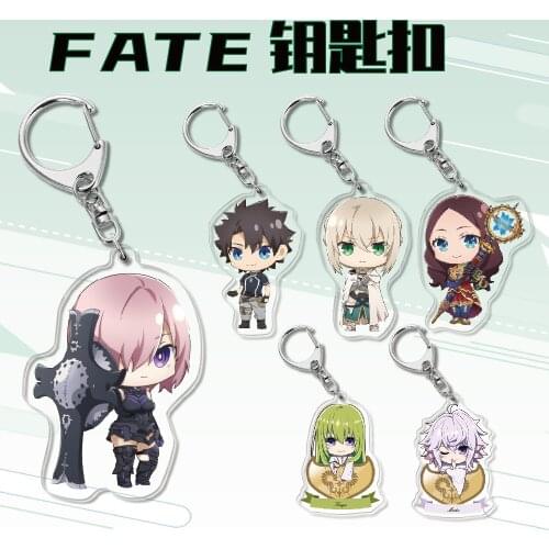 Game Fate Stay Night Anime Figure Acrylic Keychain Pendant Saber Figure Cosplay Key Ring Collection Model Toys