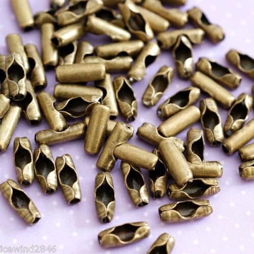 Free shipping!!!!!1000pcs/lot antique Bronze finish Ball Chain Connectors/ Crimp beads/End BeadsFit 1.5mm Ball Chain Clasp
