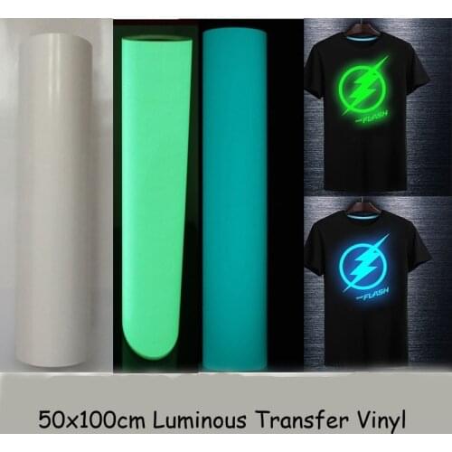 Free shipping High Quality 50cmx100cm T-shirt Luminous PU Heat Transfer Vinyl Print Cutting Plotter Heat Press Iron ON