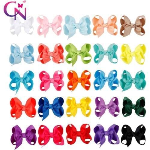 CN 100pcs/lot 3'' Small Toddler Ribbon Bows Alligator Hair Clips Solid Children Hair Bows For Pigtails Girl Hair Accessories