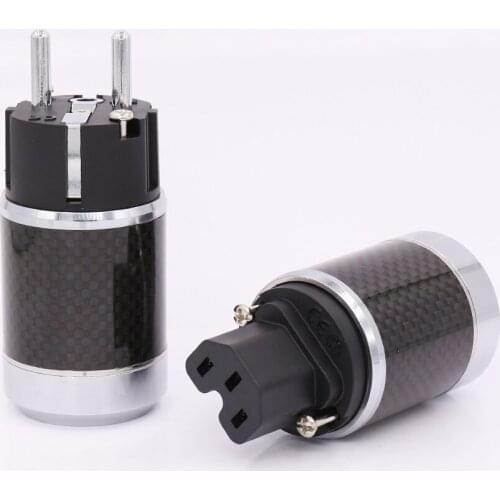 Hi Fi Power Connector Carbon Fiber with Rhodium plated EUR AC power plug Schuko plug