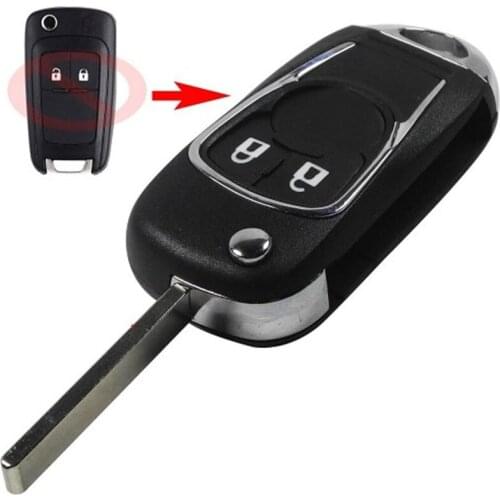 KEYECU 2Button Modified Folding Remote Key Shell HU100 Uncut Blade for Chevrolet Opel