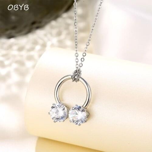 Korean Fashion Silver Color Jewelry Cross Chain Necklaces U-shape Pendant Necklace for Women Fine White Crystal Zircon Charms
