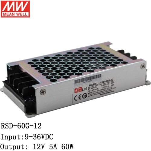 MEAN WELL RSD-60G-12 9~36V DC to 12V DC 5A 60W Reliable Railway DC-DC Converter Switching Power Supply 12V DC Transformer