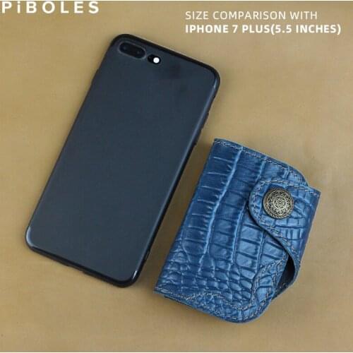 Mens Key Wallet Genuine Leather Credit Card Slot Keyring Bag Multi-function Handmade Keychain Coin Purse With Button Closed