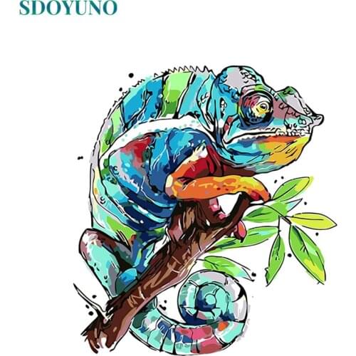 SDOYUNO 60X75cm painting by numbers DIY Home Decoration Color chameleon Frameless pictures by numbers on Canvas Digital Painting