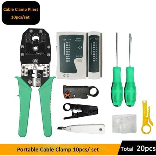 Network Cable Tester Tool LAN Network Repair Tool Kit Screwdriver Wire Stripper RJ45 Connector Computer Network Crimping Pliers